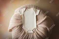 Baby bodysuit on a knitted blanket mockup Product Image 1