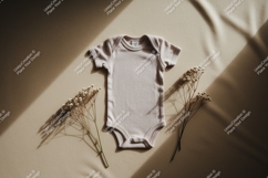 Baby onesie with flower shadows mockup Product Image 1