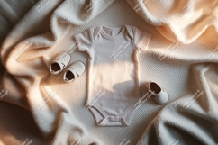 Baby onesie with tiny shoes mockup Product Image 1