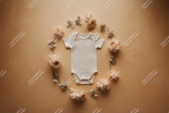 Baby onesie with floral wreath mockup mockup Product Image 1