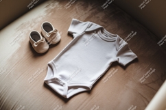 Baby onesie with shoes on crib mockup mockup Product Image 1