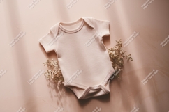 Pink baby onesie with babys breath mockup Product Image 1