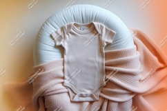Baby onesie on soft pillow mockup Product Image 1