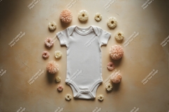 Baby onesie with floral decoration mockup Product Image 1