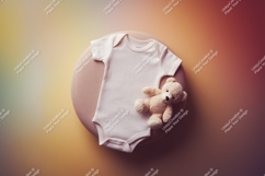 A baby onesie with a teddy bear mockup Product Image 1