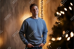 Smiling man in blue sweatshirt casual Product Image 1