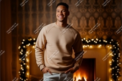 Man wearing casual sweatshirt mockup Product Image 1