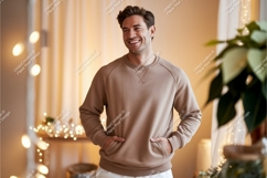 Man wearing casual sweatshirt mockup Product Image 1