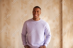 Man wearing lavender sweatshirt casual clothing Product Image 1