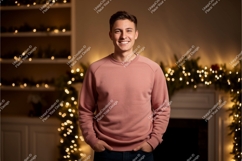 Smiling man wearing pink sweatshirt mockup Product Image 1