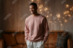 Man wearing pink sweatshirt mockup casual Product Image 1