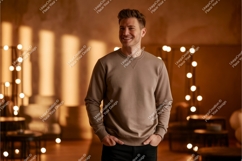 Man wearing brown sweatshirt casual clothing Product Image 1