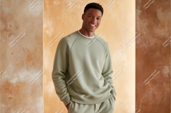 Man wearing green sweatshirt casual clothing Product Image 1