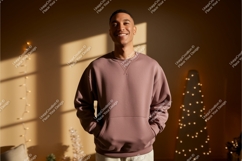 Man wearing mauve sweatshirt with pocket casual Product Image 1
