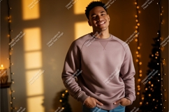 Man wearing light blue sweatshirt mockup clothing apparel Product Image 1