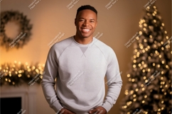 Man wearing grey sweatshirt festive background image Product Image 1