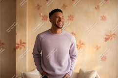 Man wearing lavender sweatshirt casual clothing Product Image 1