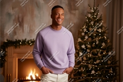 Smiling man festive holiday mockup christmas tree Product Image 1