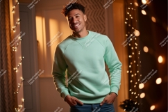 Man wearing mint green sweatshirt mockup image Product Image 1