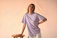 Woman wearing lavender t shirt mockup image Product Image 1