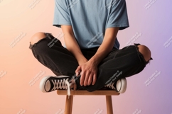 Person sitting cross legged on stool image Product Image 1