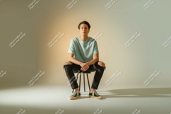 Young man seated casual style male person Product Image 1