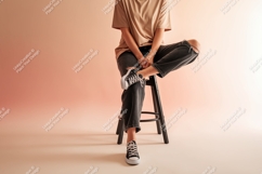 Casual person sitting on stool fashion Product Image 1