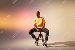 Young man sitting on stool male person Product Image 1