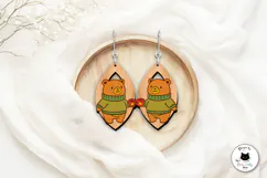 Cute Fall Bear Earrings SVG | Autumn Dangle Earrings Product Image 3