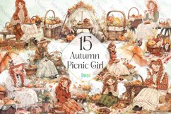 Autumn Picnic Girl Sublimation Clipart Product Image 1