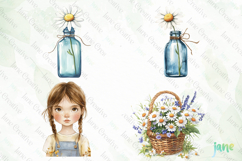 Daisy Flower Girl Watercolor Product Image 1