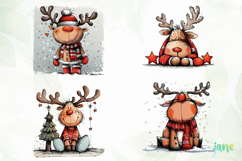 Quirky Funny Christmas Reindeer Clipart Product Image 1