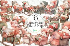 Funny Santa Claus Take A Nap Clipart Product Image 1