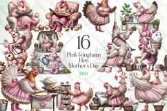 Pink Gingham Hen Mother’s Day Clipart Product Image 1