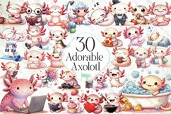 Adorable Axolotl Sublimation Clipart Product Image 1