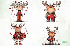 Quirky Funny Christmas Reindeer Clipart Product Image 1