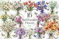 Tied Bouquet Flowers Sublimation Clipart Product Image 1