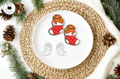 Cute Christmas Sloth Stud Earrings SVG | Laser Cut Jewelry Product Image 4