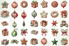 Watercolor Vintage Christmas Elements Product Image 2