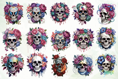 Floral Skull Sublimation Clipart Bundle Product Image 5