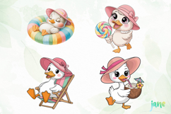Summer Baby Duck Watercolor Clipart Product Image 1