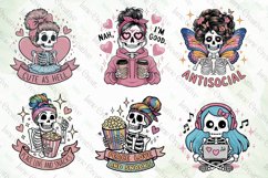 Funny Skeleton Women Halloween Clipart Product Image 2