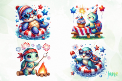 Sea Turtle 4th of July Clipart Product Image 1