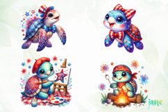 Sea Turtle 4th of July Clipart Product Image 1
