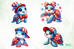 Sea Turtle 4th of July Clipart Product Image 1