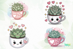 Valentine Succulent Pots PNG Product Image 1