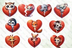 Animals Broken Heart Sublimation Clipart Product Image 2