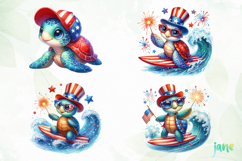 Sea Turtle 4th of July Clipart Product Image 1