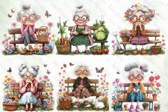 Gardening Grandma with Flowers Clipart Product Image 2