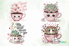 Valentine Succulent Pots PNG Product Image 1